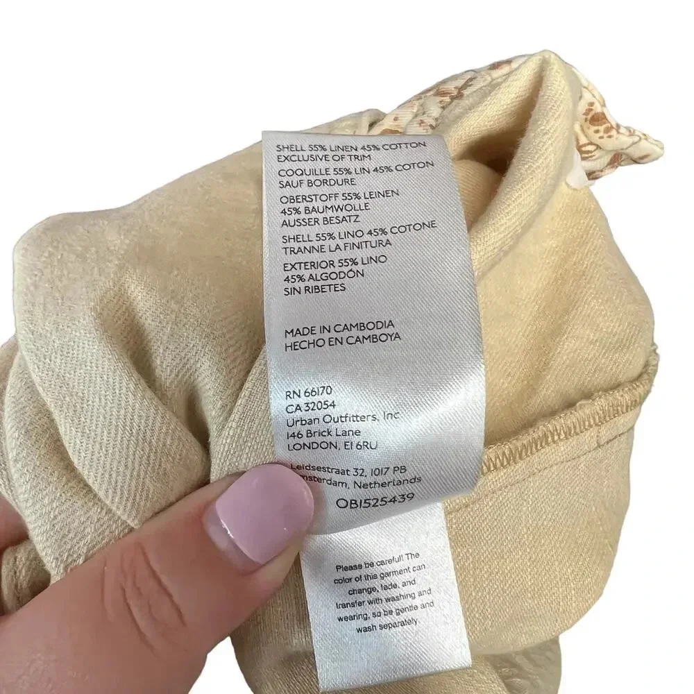 Anthropologie Pilcro Summer Blazer Jacket‎ Linen Cotton Taupe Tan Cream Size XL - Picture 14 of 14